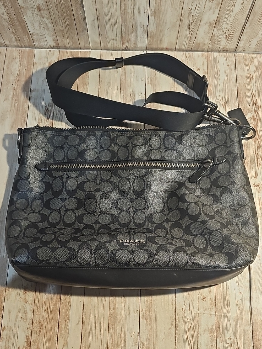 Coach Black & Charcoal Signature Messenger Bag
